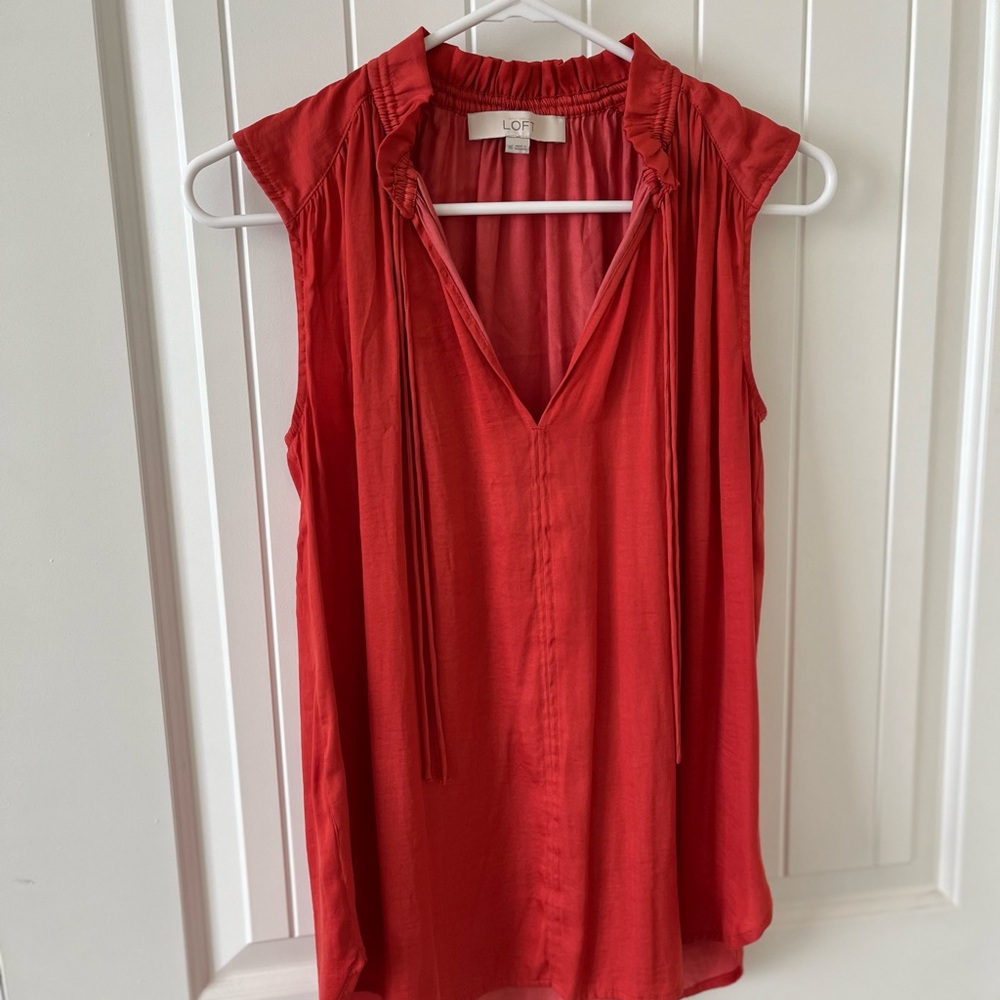 LOFT Vibrant Red Sleeveless Blouse